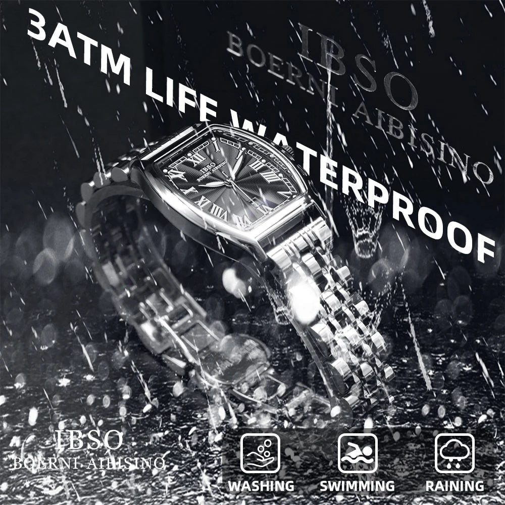 IBSO New Style Women Luxury Quartz Watches Japanese Movement 3ATM Waterproof Stainless Strap Watch Ladies Luminous Dial 9388