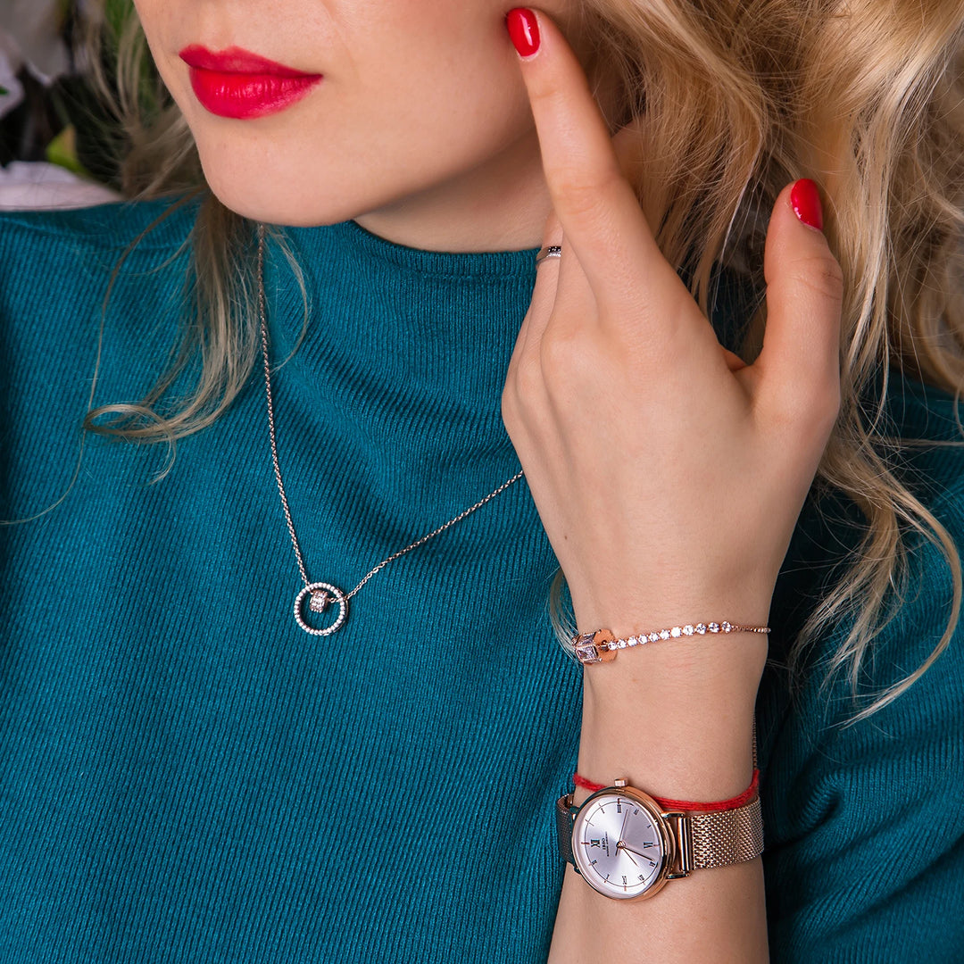 IBSO 2026 Women's Quartz Watch Set Crystal Bracelet Necklace Watch Sets Female Jewelry Set Silver Set Watch Valentine's Day Gift