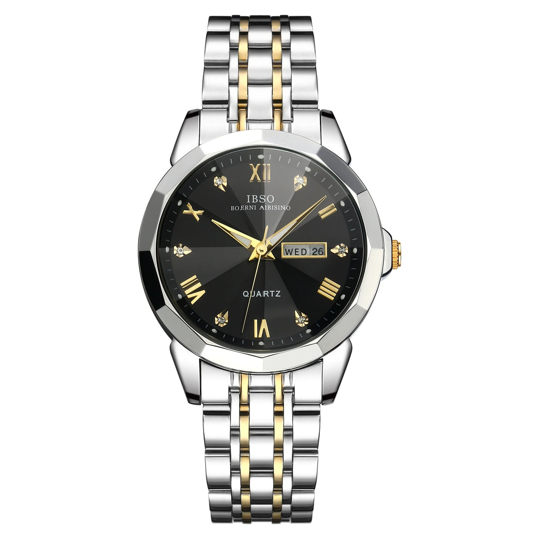 IBSO 2026 New Men Calendar Quartz Watch Japanese Movement 3ATM Waterproof Luminous Hands Luxury Stainless Steel Strap S1119G