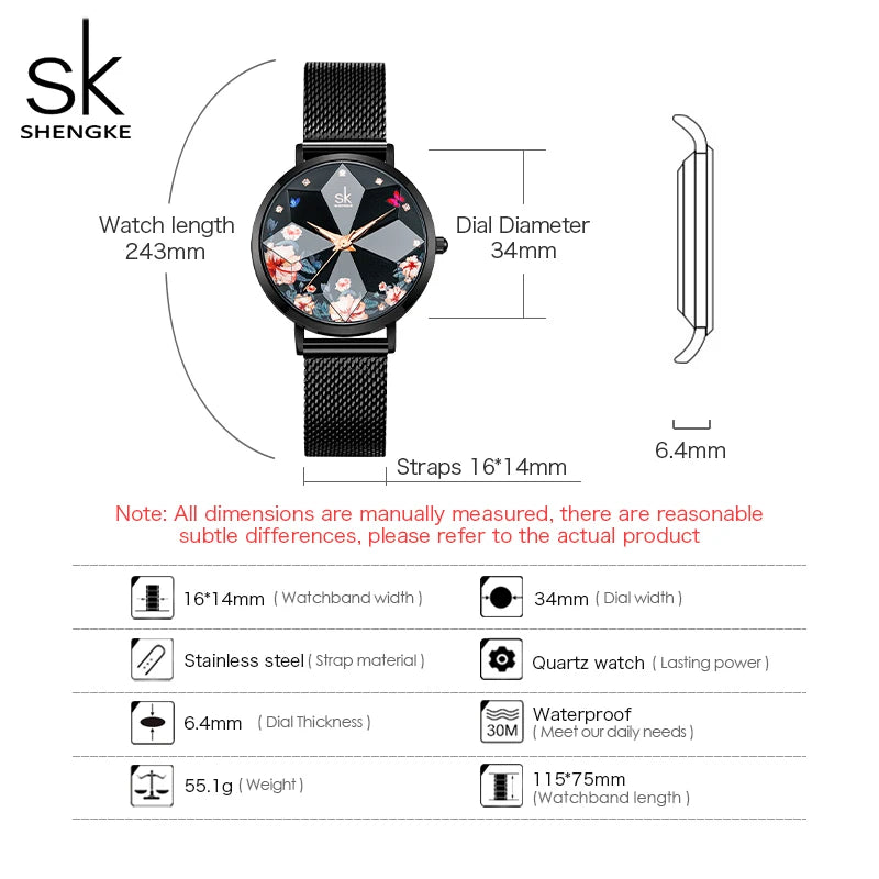 Shengke Fashion Diamond Women Watches Hot Sales Woman's Quartz Wristwatches Top Luxury Ladies Clock SK Original Mujer Montre