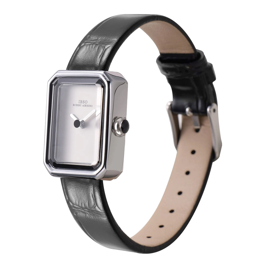 IBSO 2025 New Women Quartz Watch Rectangle Case Genuine Leather Strap 3ATM Waterproof Japanese Quartz Movement WristWatches Lady