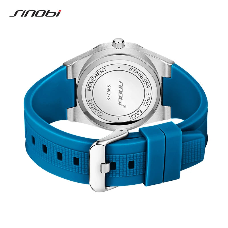 SINOBI New Fashion Design Men's Quartz Watches Original Style Man's Wristwatches Silicone Strap Top Brand Male Best Gifts Clock
