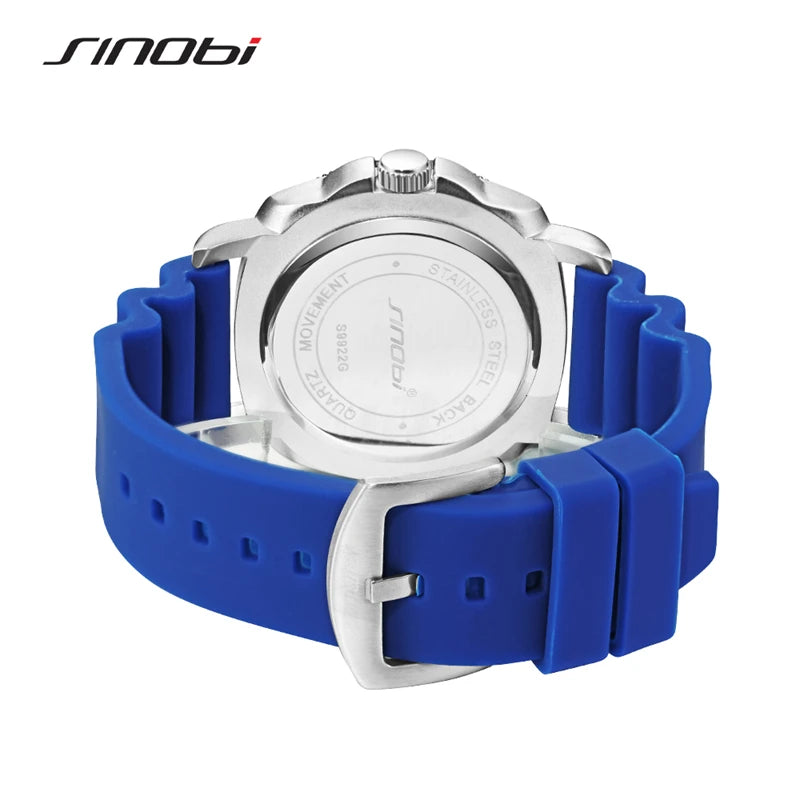 SINOBI Fashion Design Men's Watches Top Brand Rubber Strap Man's Quartz Wristwatches Creative Styles Male Best Gift Clock