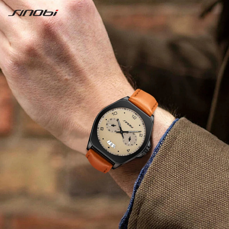 SINOBI Fashion Men's Watches Original Styles Man's Quartz Wristwatches Waterproof Male Gifts Clock Fashion Relogio Masculino