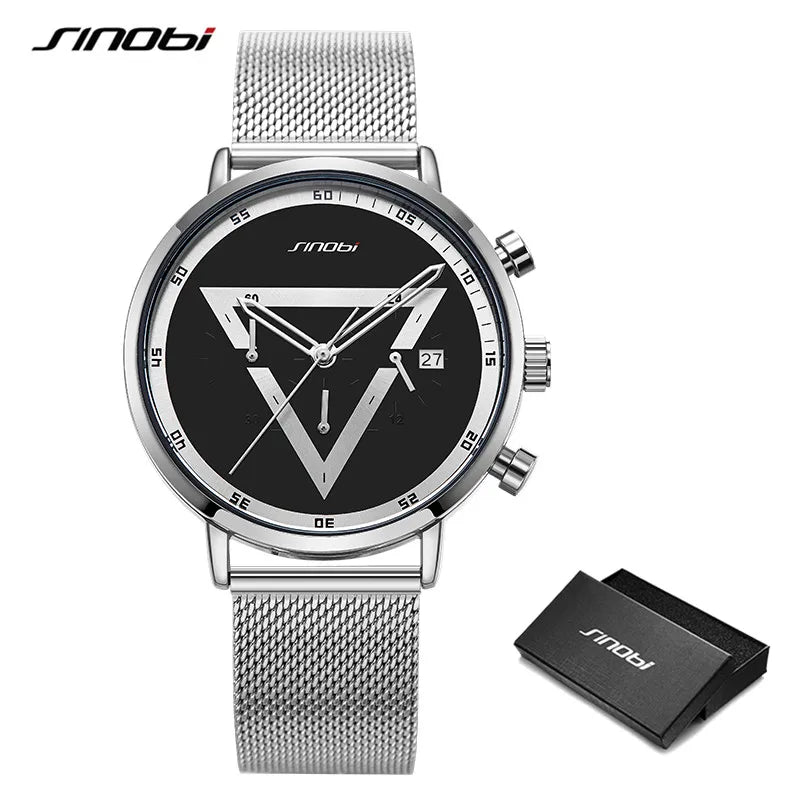 Sinobi Fashion Men's Watches Creative Design Quartz Wristwatches Chronograph Multifunction Man's Sports Watches Gifts for Male