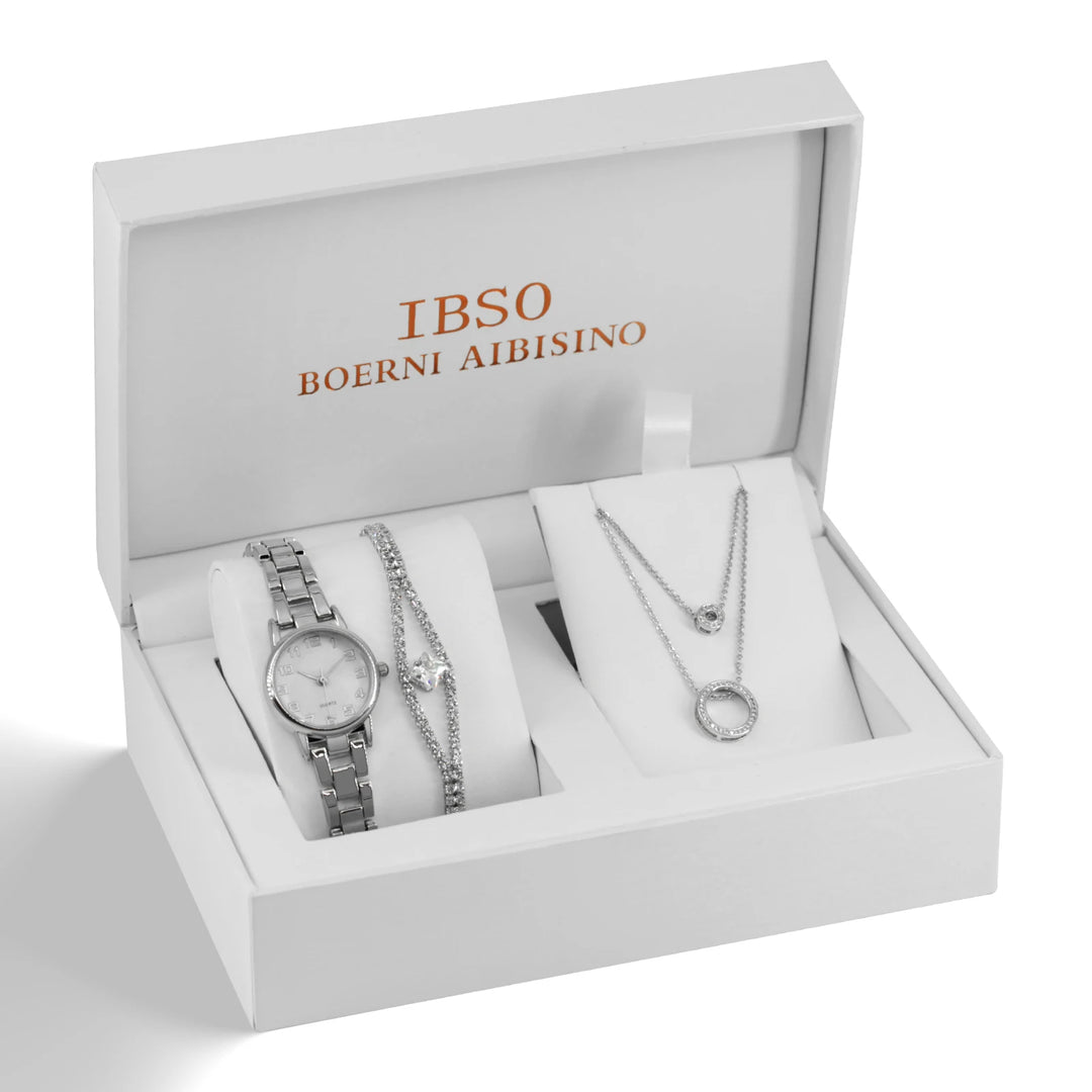 IBSO Cheap Top Brand Women Luxury Gold Watch Necklace Set Female Jewelry Set Fashion Creative Crystal Quartz Watch Lady's Gift