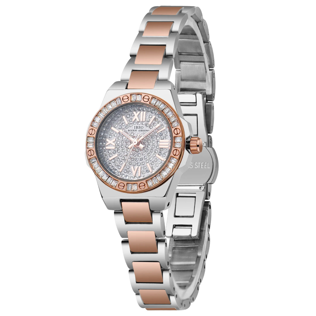 IBSO 2026 Women Luxury Quartz Watches Stainless Steel Strap 3ATM Waterproof Zircon Dial Elegant Lady Clock S1161L