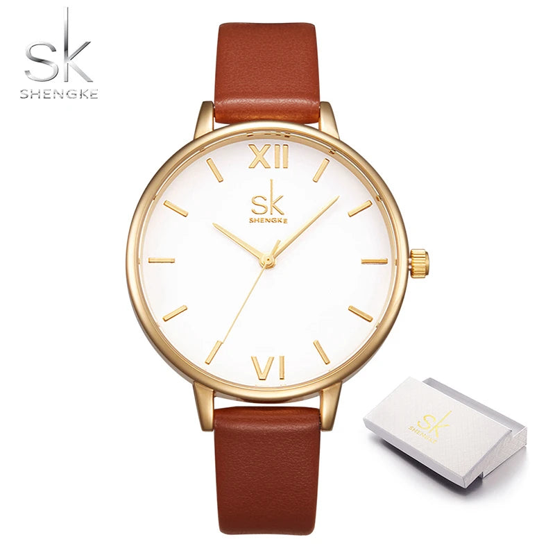 SHENGKE New Fashion Women Watches Top Brand Elegant Woman's Quartz Wristwatches Luxury Golden Clock for Lady Relogio Feminino