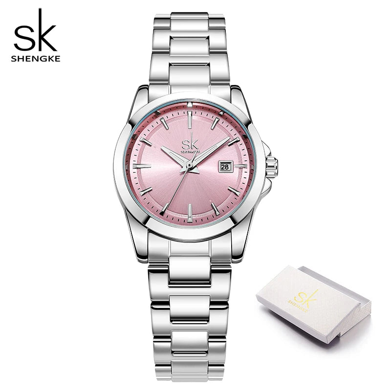 Shengke Fashion Design Women's Wristwatches Top Styles Woman's Quartz Watches Calendar Original Ladies Best Gifts Clock