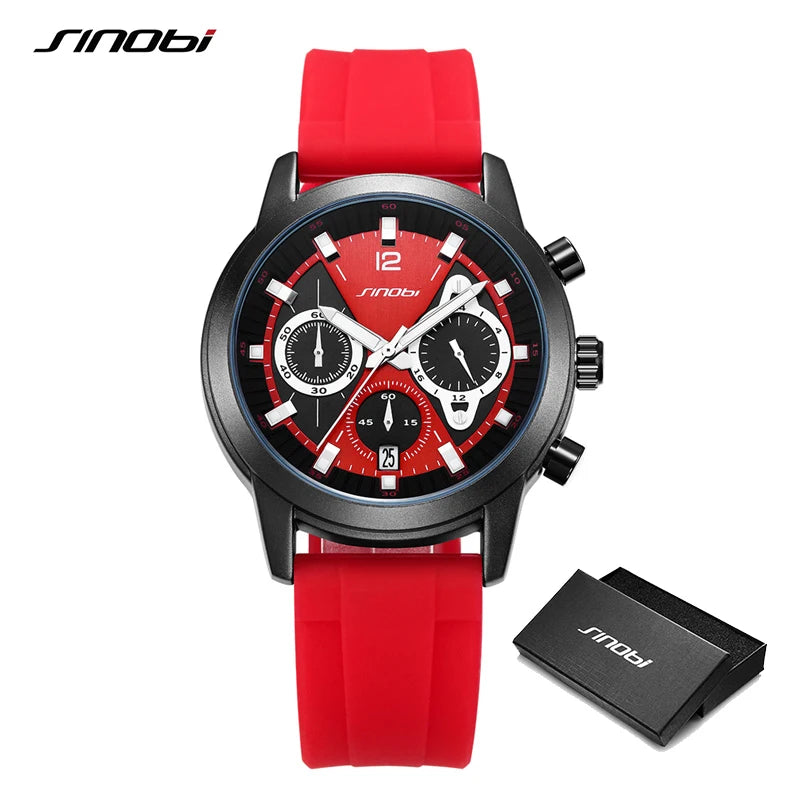 Sinobi Top Design Fashion Men's Watches Top Luxury Man's Quartz Wristwatches Original Sports Clock Military Chronograph Watch