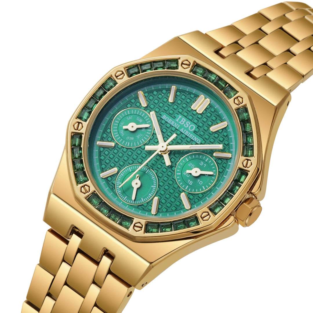 IBSO 2026 Three Eyes Women Quartz Watch Original Movement 3ATM Waterproof Stainless Steel Strap Luminous Hands Dials