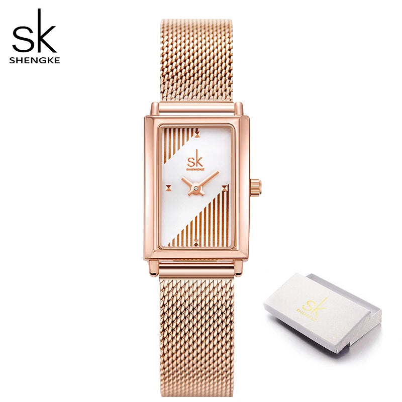 Shengke Fashion Luxury Women Watches Original SK Design Woman Quartz Wristwatches Elegant Rectangle Female Clock Best Gifts