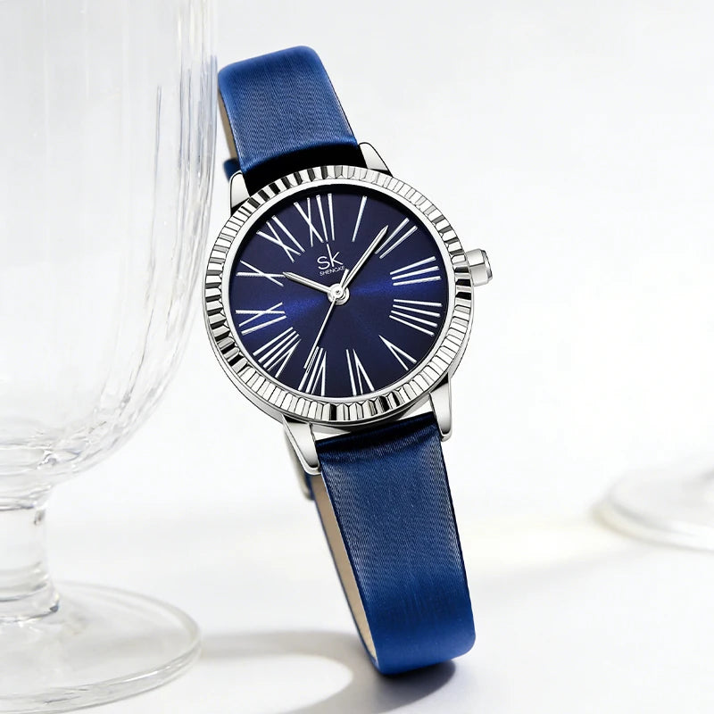 Shengke Top Brand Women's Quartz Watches Original Design Ladies Wristwatches Leather Strap Elegant Female Best Gifts Clock