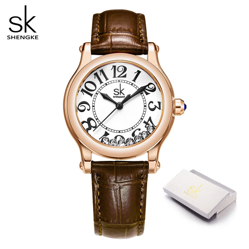Shengke Top Brand Ladies Quartz Wristwatches Diamond Woman's Watches Original Fashion Women's Best Gifts Clock Montre femme