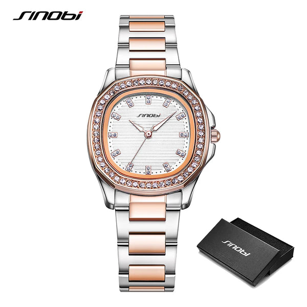 Sinobi elegant wrist watches for women stainless steel female watch diamond watches woman's quartz watch ladies gifts clock