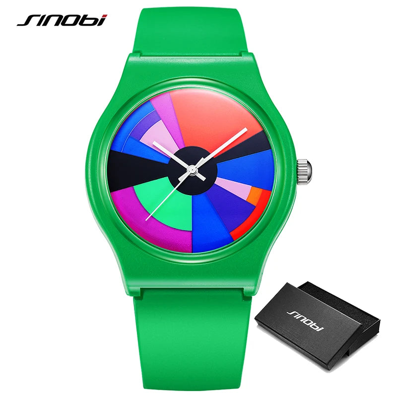 SINOBI Creative Design Men's Watches Fashion Colorful Watch Dial Original Top Mans Quartz Wristwatches Luxury Best Gifts Clock