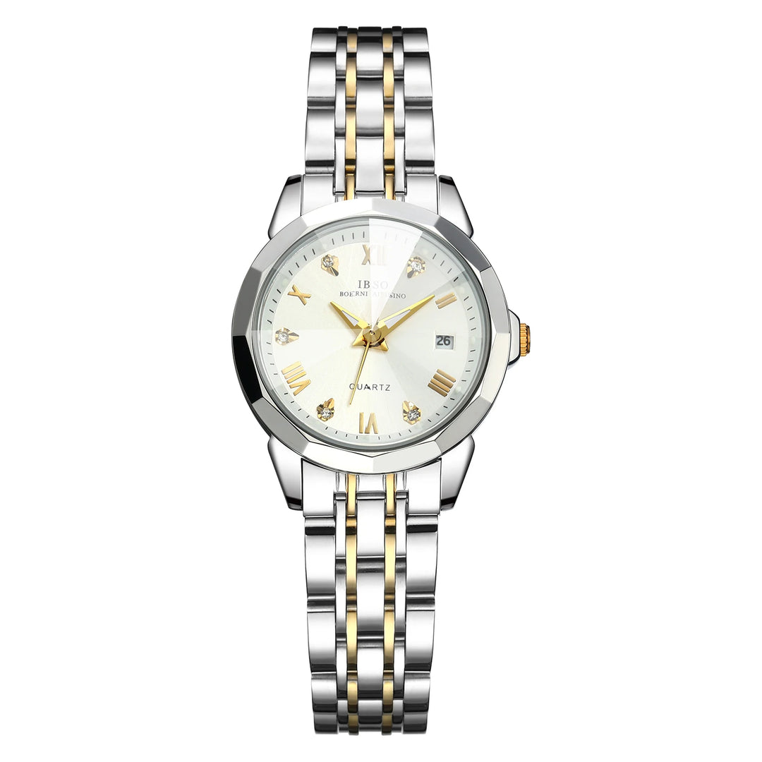 IBSO 2024 Luxury Women Watch Calendar Japanese Quartz Movement 3ATM Waterproof Stainless Steel Strap Fashion Ladies Watch S1119L