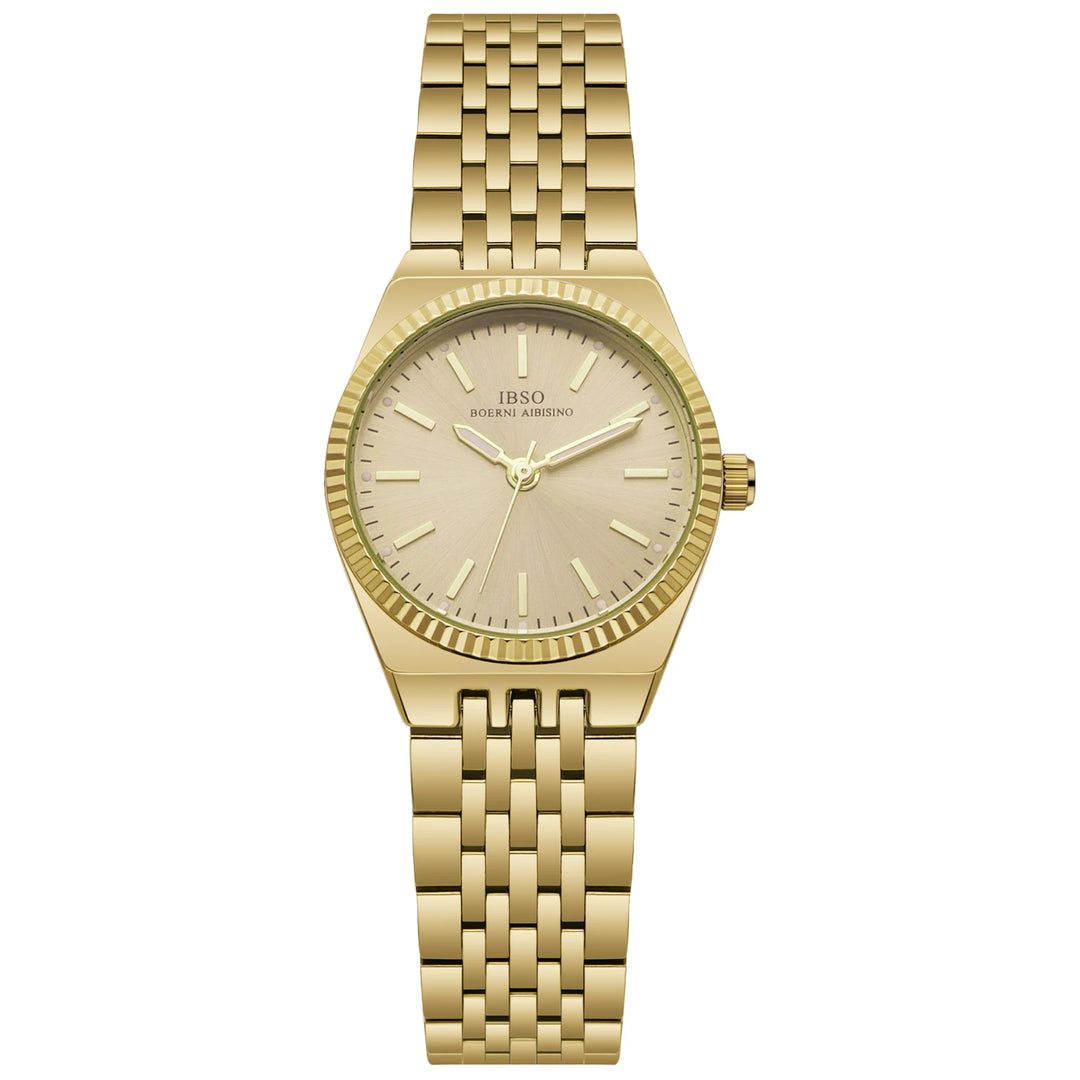 IBSO 2026 New Women Arrival Quartz Watches Alloy Case 3ATM Waterproof Luminous Hands Stainless Steel Strap And Back Cover