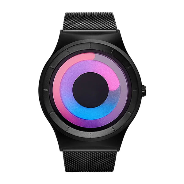 Sinobi creative men women's quartz watch mesh strap black sports wristwatches geneva fashion watches relogio feminino waterproof