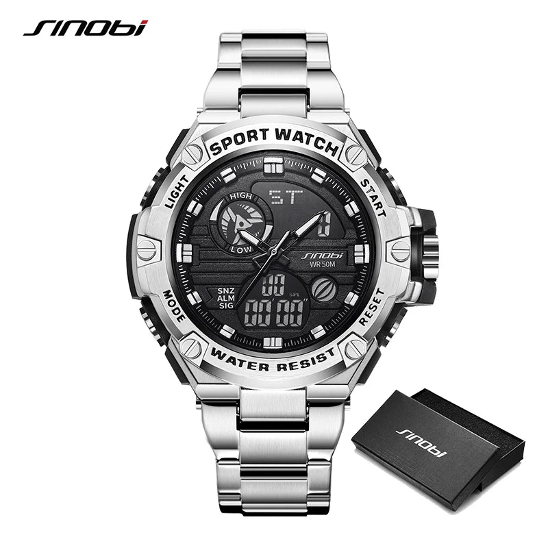 SINOBI Digital Men Military Watch 50m Waterproof Wristwatch LED Quartz Clock Sport Watch Gifts Watches Men Relogios Masculino