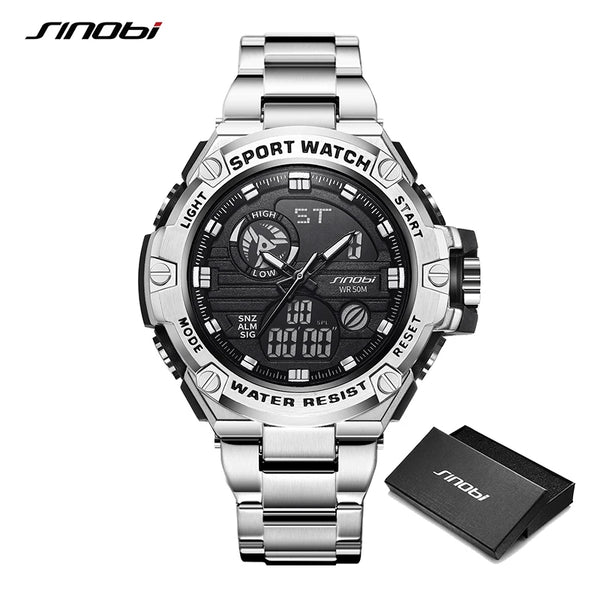 Sinobi digital men military watch 50m waterproof wristwatch led quartz clock sport watch gifts watches men relogios masculino