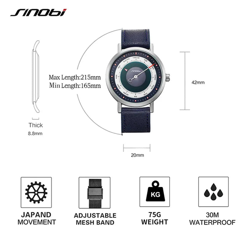 SINOBI Hot Fashion Men's Creative Sports Watches Male Clock Casual Military Luminous Waterproof Quartz WristWatches Dropshipping