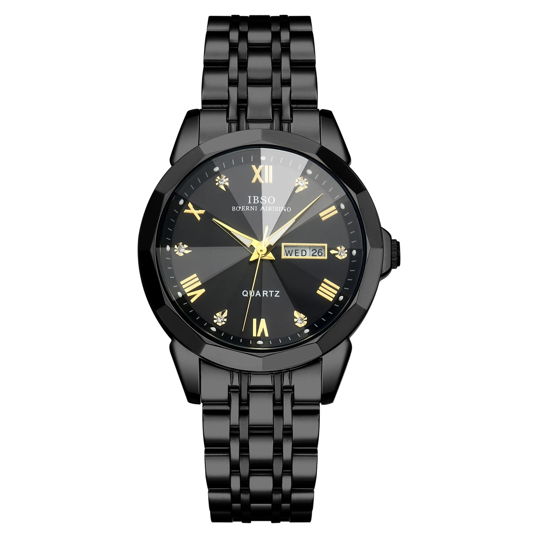 IBSO 2026 New Men Calendar Quartz Watch Japanese Movement 3ATM Waterproof Luminous Hands Luxury Stainless Steel Strap S1119G