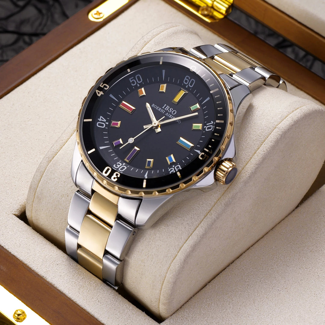 IBSO 2026 Men Business Style Quartz Watches Stainless Steel Strap Luminous Hands Luxury Japanese Quartz Movement Waterproof