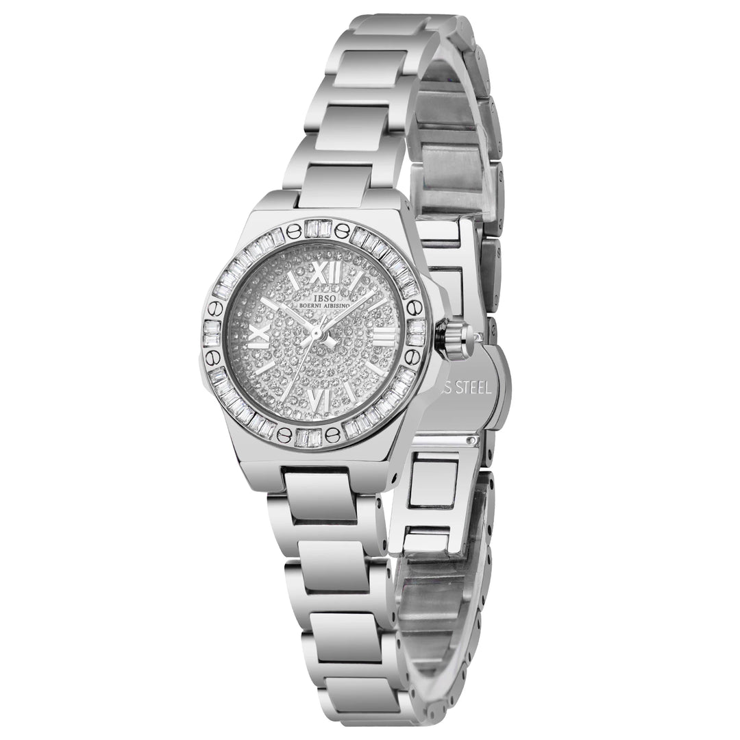 IBSO 2026 Women Luxury Quartz Watches Stainless Steel Strap 3ATM Waterproof Zircon Dial Elegant Lady Clock S1161L