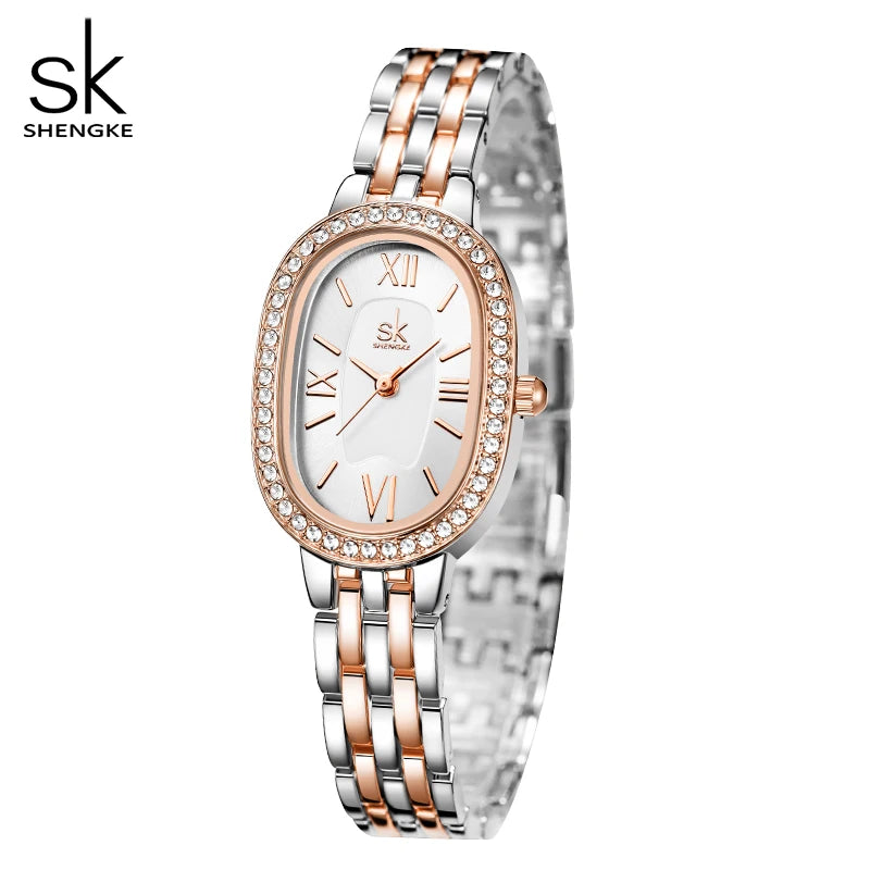 Shengke Elegant Design Ladies Watches Top Luxury Diamond Women's Quartz Wristwatches SK Brand Best Gifts Clock Reloj Mujer