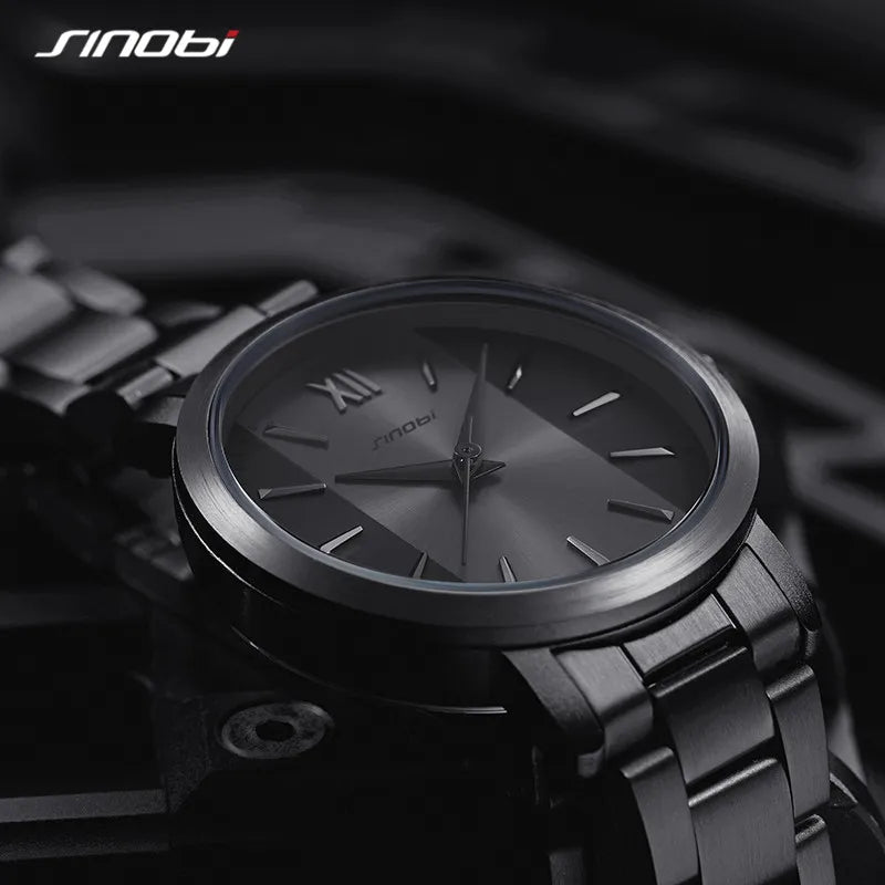 SINOBI Top Luxury Man Watch Business Waterproof Male Stainless Steel Quartz Wristwatches Men's Brand Clock Casual Reloj Hombre