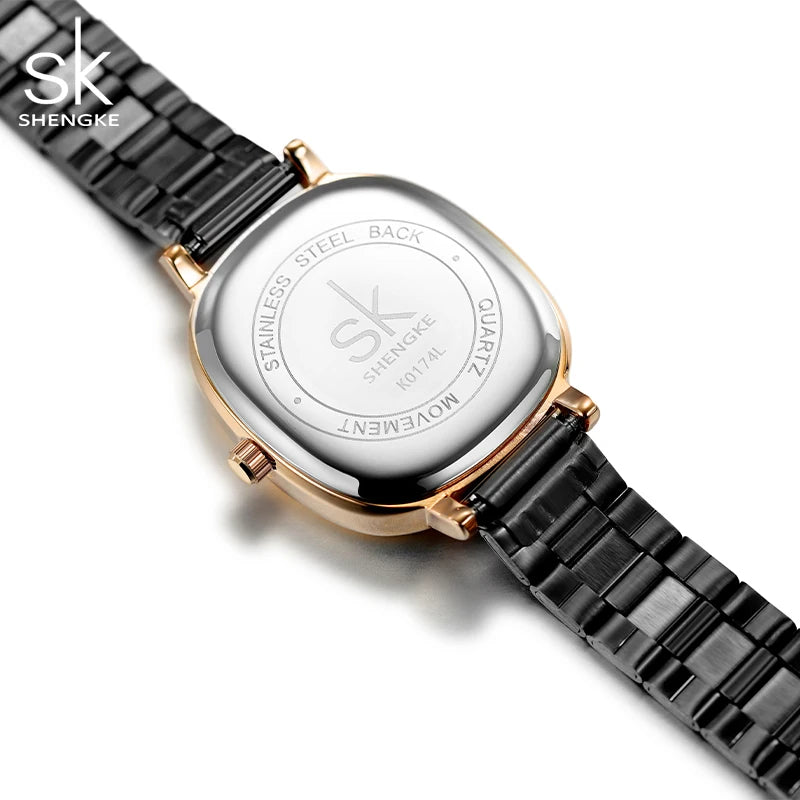 Shengke Relogio Feminino Women's Watches Fashion Black Top Luxury Ladies Quartz Wristwatches Elegant Woman's Clock HM New Design