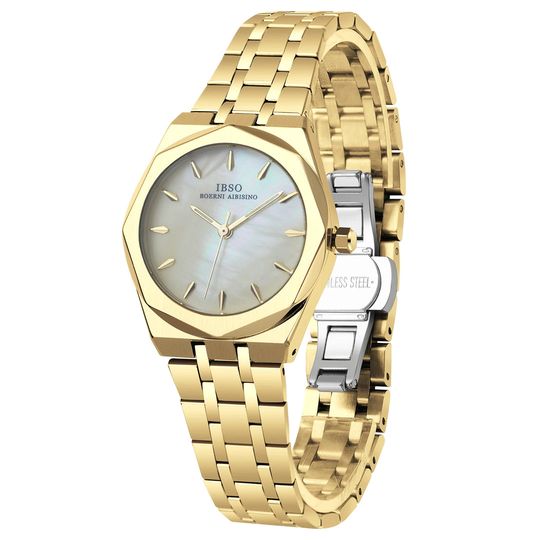IBSO 2026 Women Quartz Watches 3ATM Japanese Made Movement Stainless Steel Strap Gold Lady Wristwatches Gift For Mother's Day