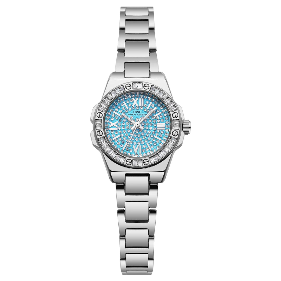 IBSO 2026 Women Luxury Quartz Watches Stainless Steel Strap 3ATM Waterproof Zircon Dial Elegant Lady Clock S1161L
