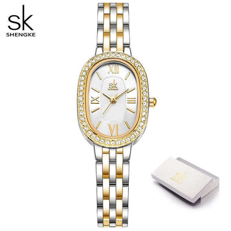 Shengke Elegant Design Ladies Watches Top Luxury Diamond Women's Quartz Wristwatches SK Brand Best Gifts Clock Reloj Mujer