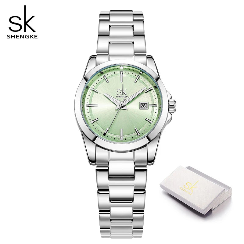 Shengke Fashion Design Women's Wristwatches Top Styles Woman's Quartz Watches Calendar Original Ladies Best Gifts Clock