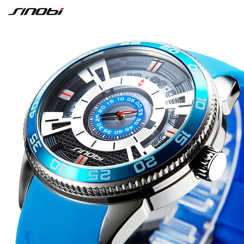SINOBI High Quality Creative Car Dashboard Man's Watches Men's Luxury Stainless Steel Wristwatches Sports Top Clock Reloj Hombre