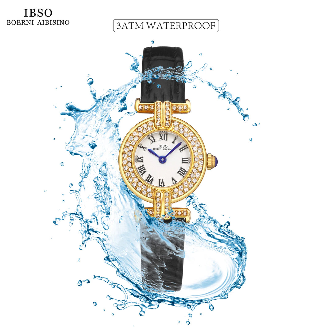 IBSO 2026 New Women Luxury Style Quartz Watches Super Simple Genuine Leather Strap Waterproof Round Shape Dial Waterproof 30