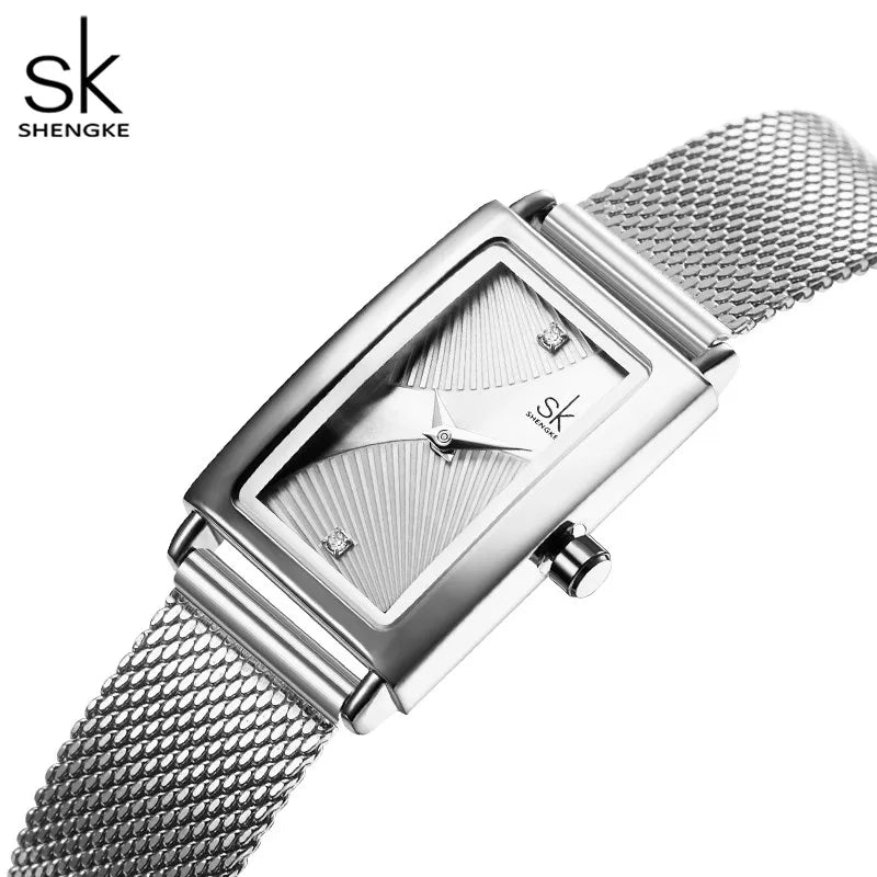 Shengke Women Watches Fashion Geneva Designer Ladies Watch Luxury Brand Rectangle Quartz Gold Wrist Watch Luxury Gifts For Women