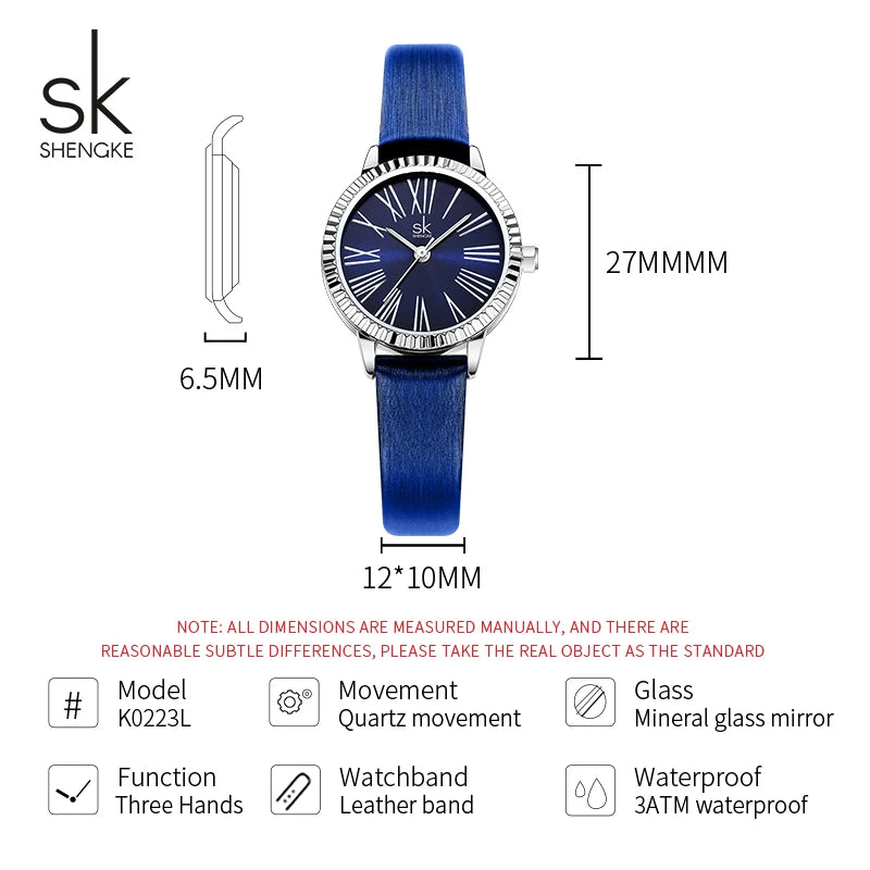 Shengke Top Brand Women's Quartz Watches Original Design Ladies Wristwatches Leather Strap Elegant Female Best Gifts Clock