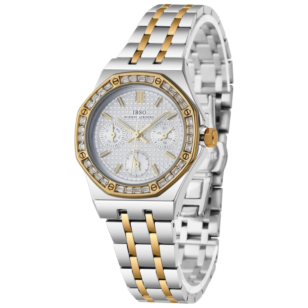 IBSO 2026 Three Eyes Women Quartz Watch Original Movement 3ATM Waterproof Stainless Steel Strap Luminous Hands Dials