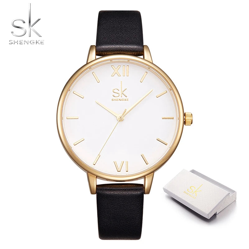 SHENGKE New Fashion Women Watches Top Brand Elegant Woman's Quartz Wristwatches Luxury Golden Clock for Lady Relogio Feminino