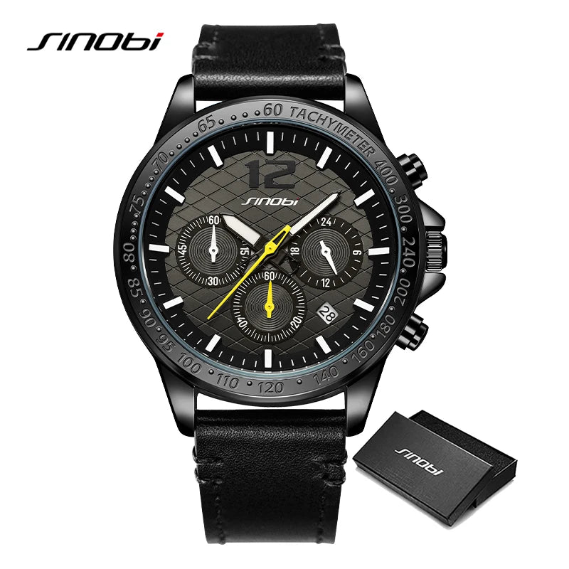 SINOBI Fashion Styles Men's Watches Original Sports Design Mans Quartz Wristwatches Top Brand Male Best Gifts Clock for Husband