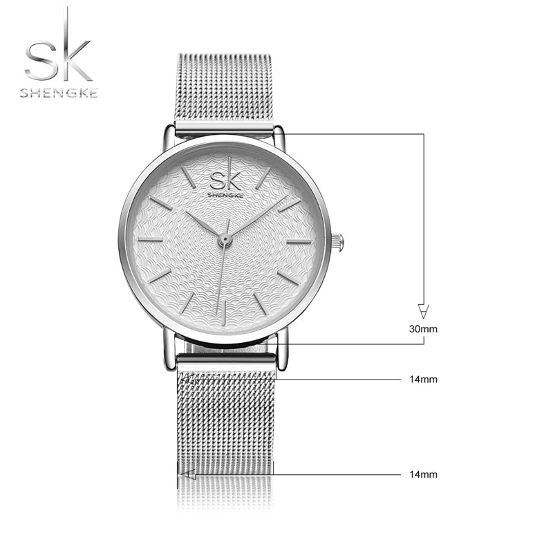 Shengke Elegant Women's Watches 2 In 1 Magic Retractable Ring Bracelet Set Top Sales Brand Ladies Quartz Wristwatches Best Gifts