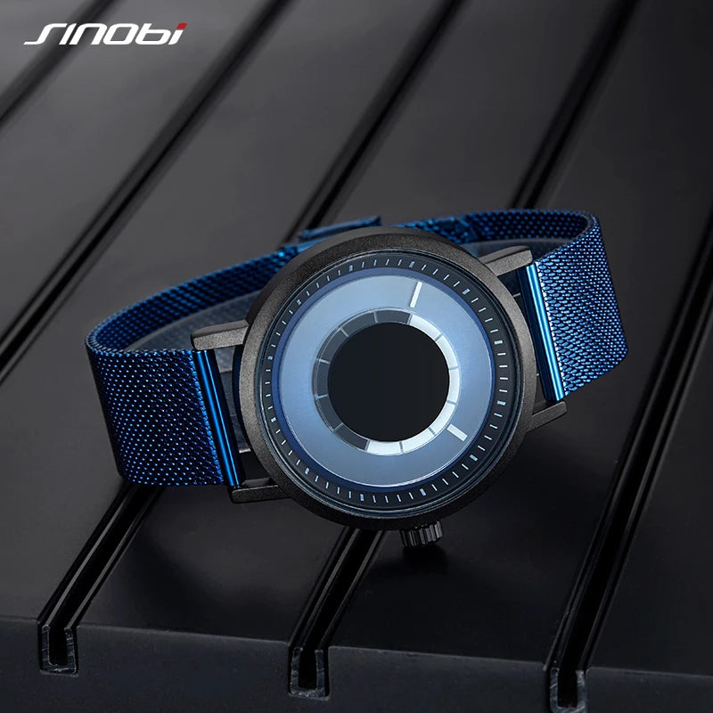 SINOBI Creative Original Design Men's Watches Fashion Stainless S Man Quartz Wristwatches Blue Top Brand Male Relogio Masculino