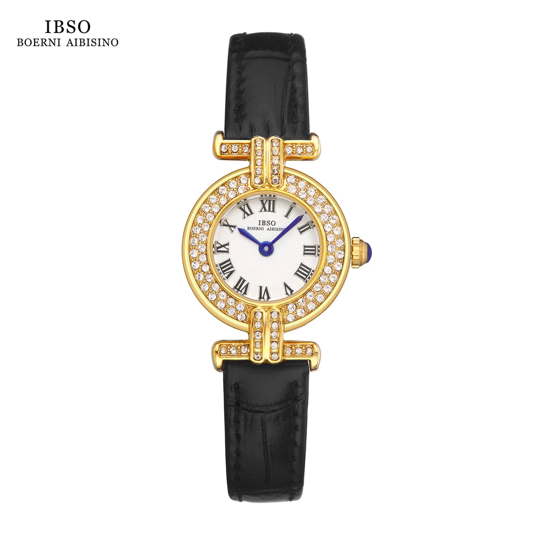 IBSO 2026 New Women Luxury Style Quartz Watches Super Simple Genuine Leather Strap Waterproof Round Shape Dial Waterproof 30