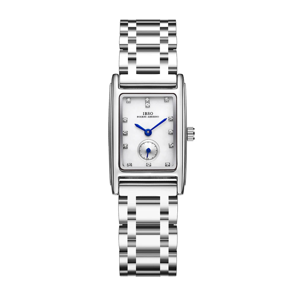 IBSO Women Rectangle Quartz Watches Luxury Women Stainless Steel Strap Wristwatch 3ATM Waterproof Japanese Quartz Movement #9688