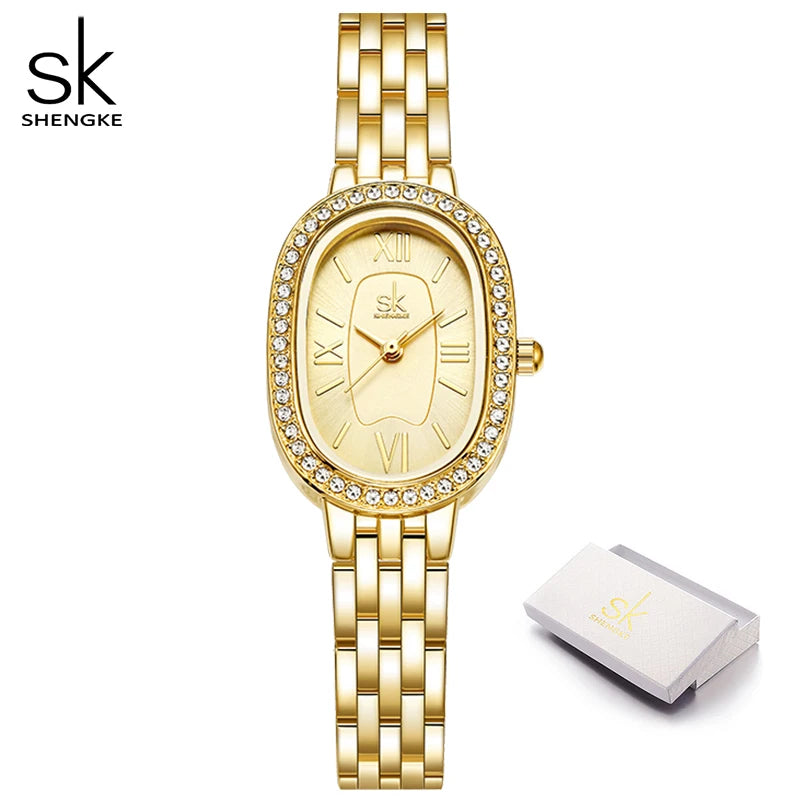 Shengke Elegant Design Ladies Watches Top Luxury Diamond Women's Quartz Wristwatches SK Brand Best Gifts Clock Reloj Mujer