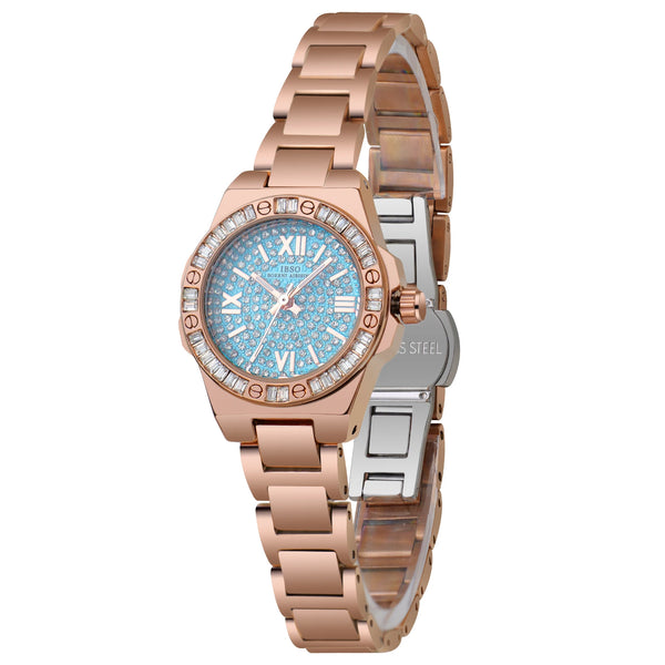 Ibso 2026 women luxury quartz watches stainless steel strap 3atm waterproof zircon dial elegant lady clock s1161l