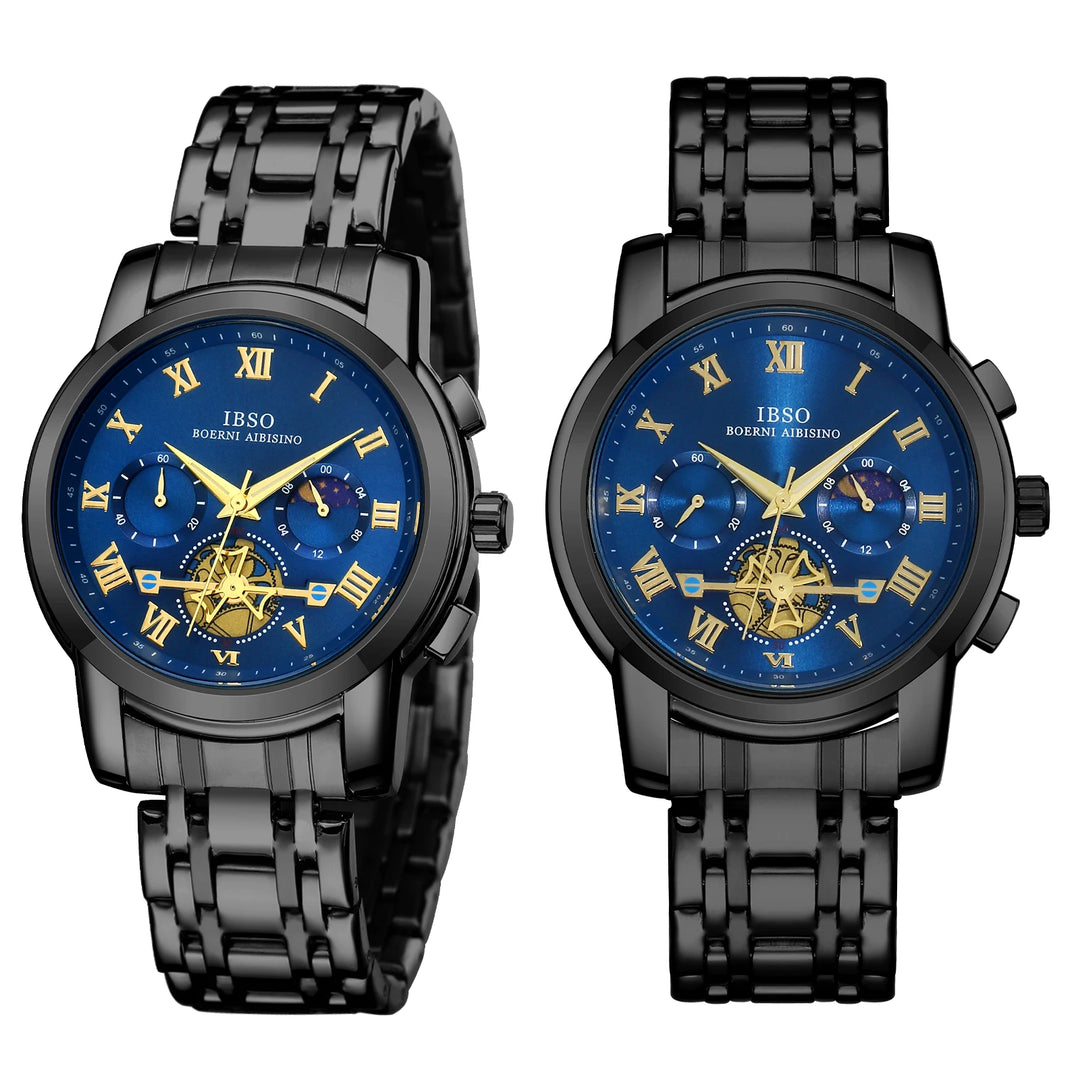 IBSO New 2026 Luxury Quartz Watch Multifunctional Watch 3ATM Waterproof Stop Calendar Solid Stainless Steel Strap Moon Phase